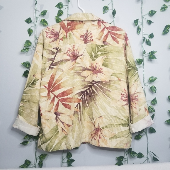 Coldwater Creek Tropical Womens M Cotton Button up Long Sleeve Jacket - Picture 6 of 12